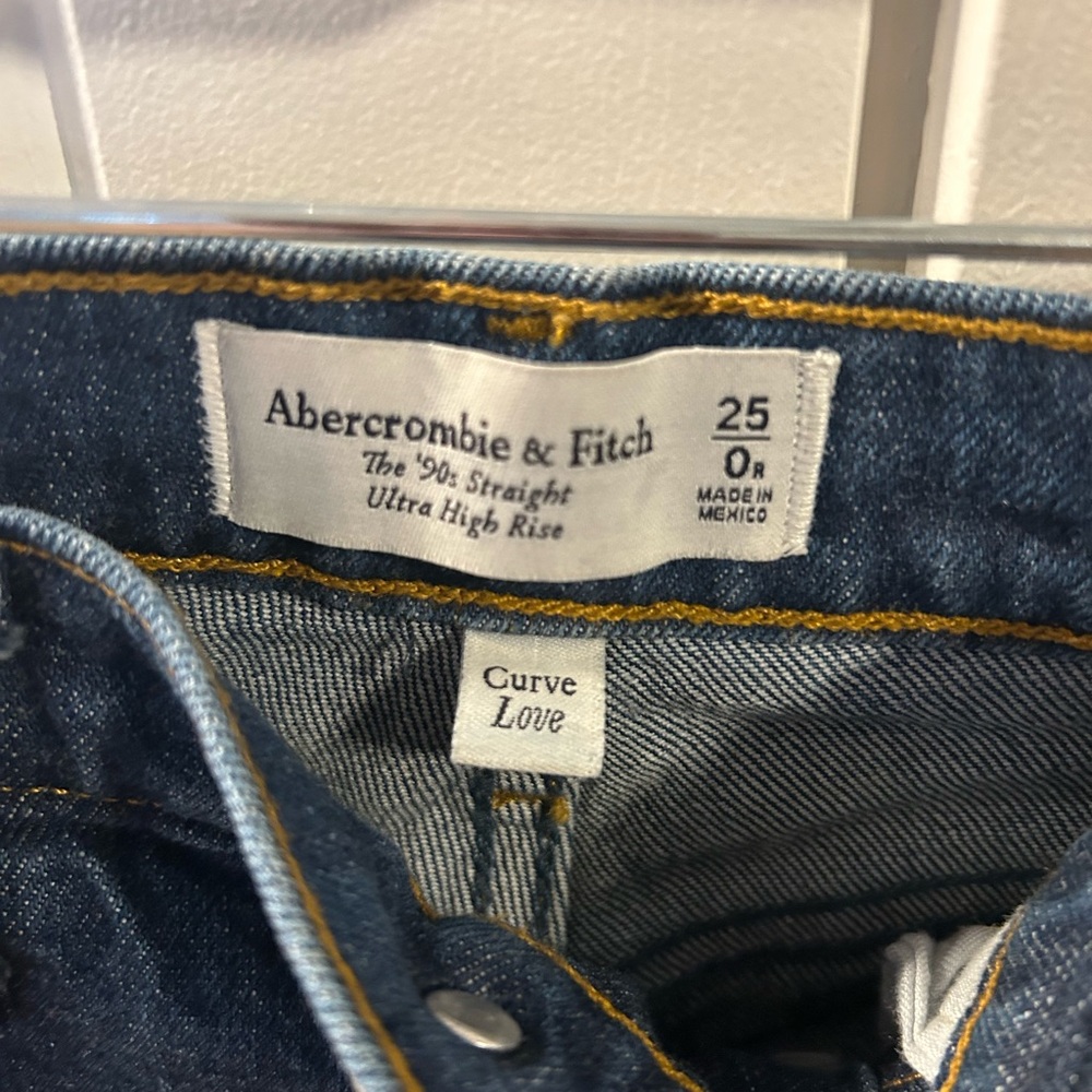 Abercrombie & Fitch Curve Love Dark Blue Straight Jeans